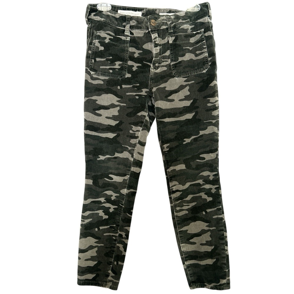 Anthropologie Pilcro Camo Print High Rise Skinny Corduroy Cropped Pants Sz 29